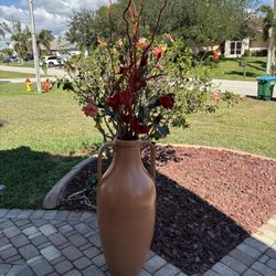 Boho Spanish-Style Eclectic Large Vase With Fayx Flowers