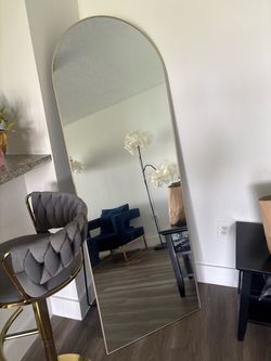 Full Length Arched Floor Mirror Gold Frame