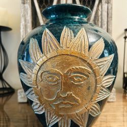 Vintage 1970’/80’s Mendocino Sandpiper Coromandel Lacquer Carved Vase