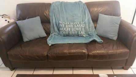Brown leather sofa