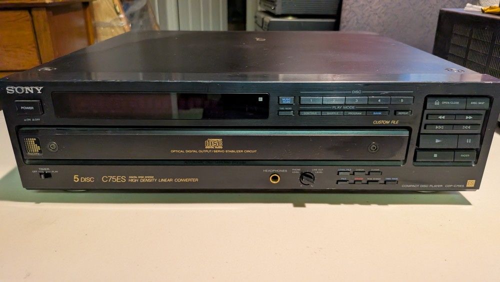 Sony CDP-C75ES 5-Disc CD Changer — ES Series — Works Great