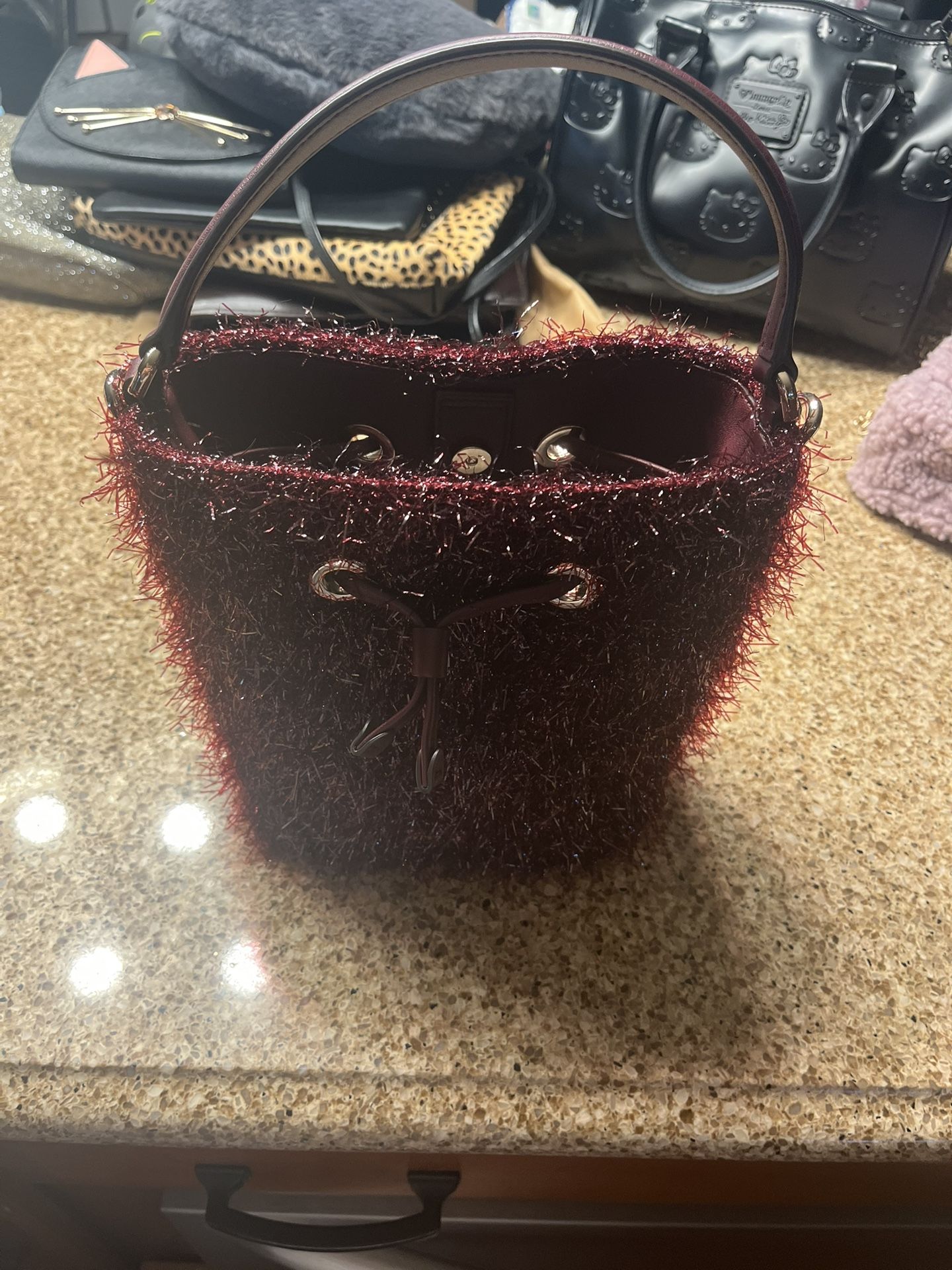 Kate Spade Cherry Wood Natalia Tinsel Bucket Bag 