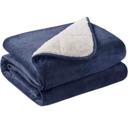 15 lb Weighted Blanket, Fuzzy Soft Sherpa Fleece 60x80 Inch, Navy Blue