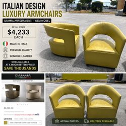 🛋️ Pair of Italian Designer Armchairs – Gamma Arredamenti – Luxury Leather