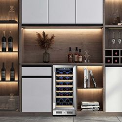 New Cellar Cooling Unit 15 in. Digital Control 30-Wine Bottles Wine Cooler Refrigerator in Black, Single Zone with 6 Adjustable Shelves New in box Z