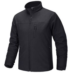 Tacvasen men's size L softshell fleece lined water resistant windproof outdoor zipper tactical black jacket