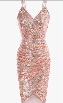Rose Gold Sequin Bodycon Mini Dress
