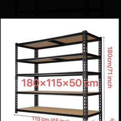 180×115×50cm 5-Tier Heavy-Duty Adjustable Garage Storage Rack, Garage Storage Shelf, 3000 Lb Capacite