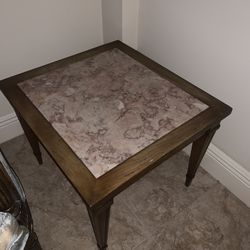 Pink Marble Coffee Side Wood Antique Table