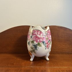 Formalities by Baum Bros. Egg Shaped Floral Footed Vase 5.5” tall x 4.25” wide 