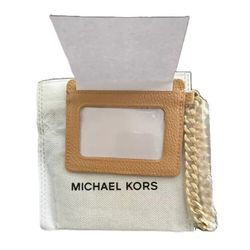 Michael Kors Wrist Chain Card ID Holder Wallet Light Brown Caramel Color New