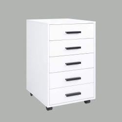 SALESUMO "WHITE, 5 DRAWERS WOOD STORAGE DRESSE"