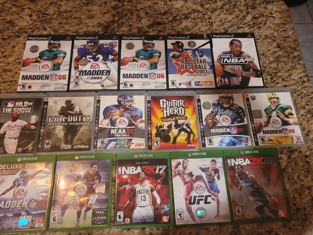 PS2,PS3 and XBOX ONE Games