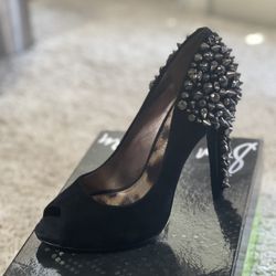 Sam Edelman High Heels In Black Suede Studded - Size 8