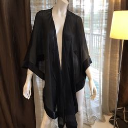 Black Chiffon Poncho Style Scarf / Wrap / Brand New