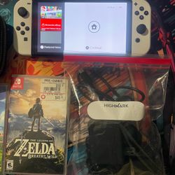 Nintendo Switch OLED Model (White) + Zelda Games & Carrying Case Bundle!