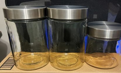 Glass Canister Set with Stainless Steel Lids
