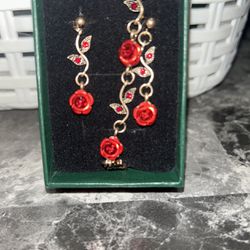 Mothers Day Rose Earrings And Bracelet 