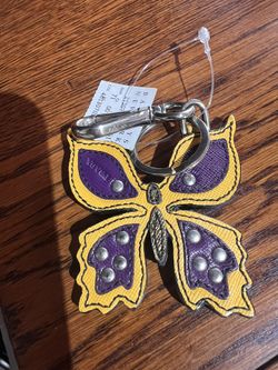 Genuine PRADA LEATHER BUTTERFLY KEYCHAIN