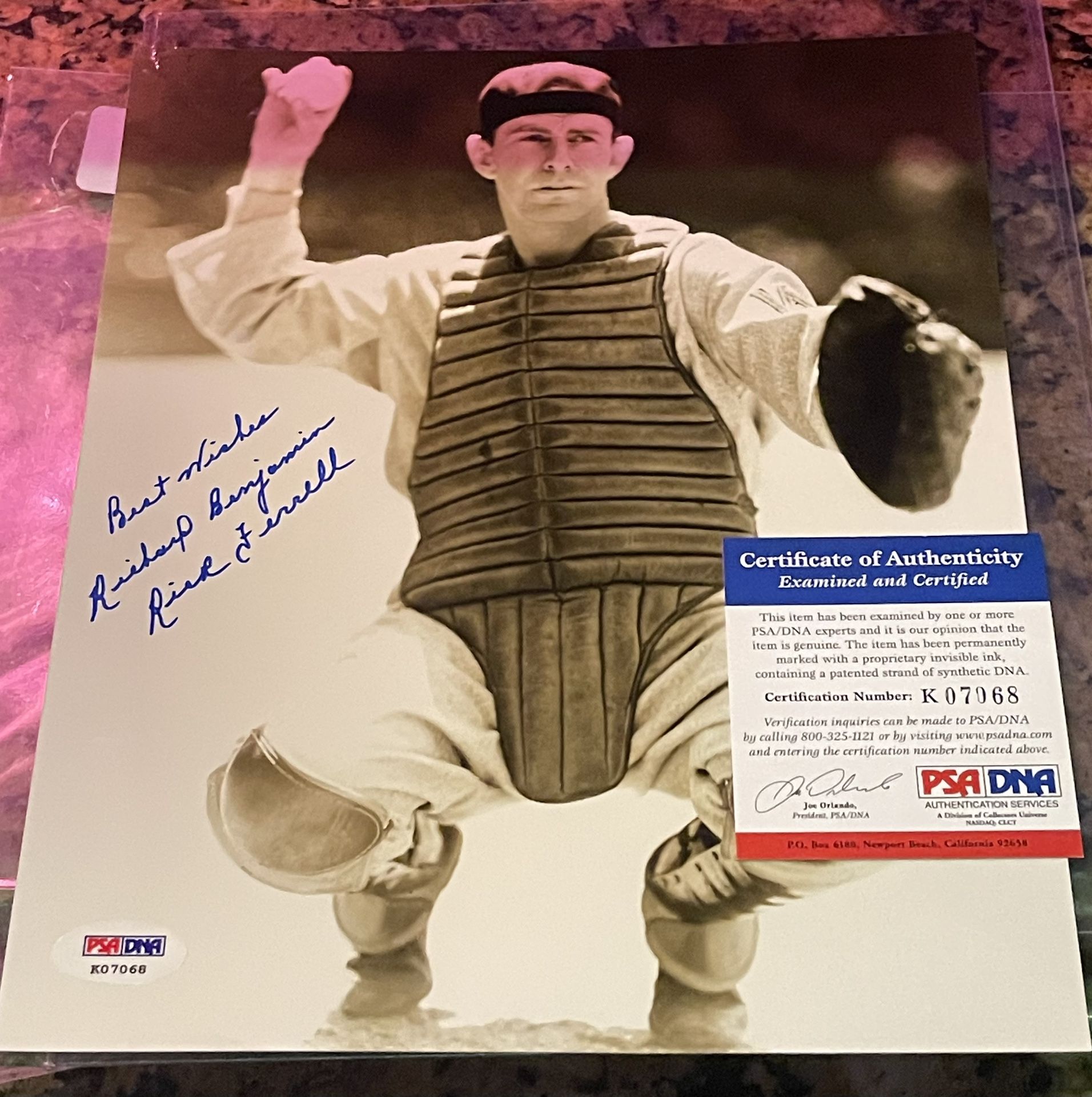 PSA DNA RICK FERRELL SIGNED RARE FULL NAME 8x10 BASEBALL PHOTO