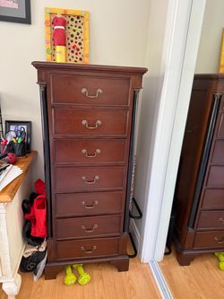 Tall Cherry Wood 7-Drawer Lingerie Chest