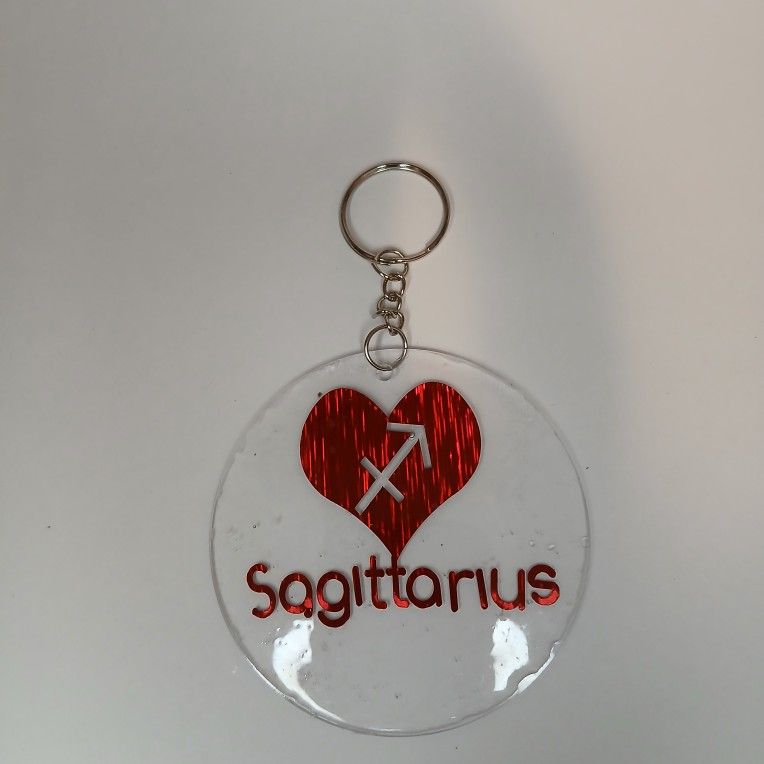 Red heart handmade zodiac keychain 3 in