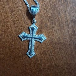 20 Inch 925 Sterling Silver Rope Chains With Cross Pendants. 2 Seperate Chains