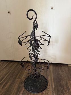 Vintage Wrought Iron Style Metal Wine Bottle Rack – Tuscan Grapevine Decor