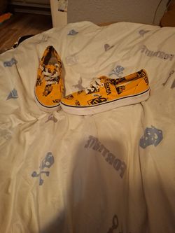 Orange And Black Unisex Low Top Van's Tennis Shoes