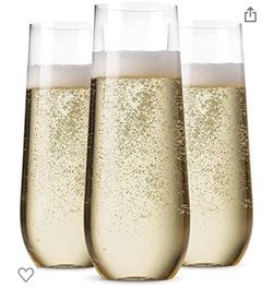 48 Pack Stemless Plastic Champagne Flutes Disposable 9 Oz Clear Plastic Toasting Glasses Shatterproof Recyclable
