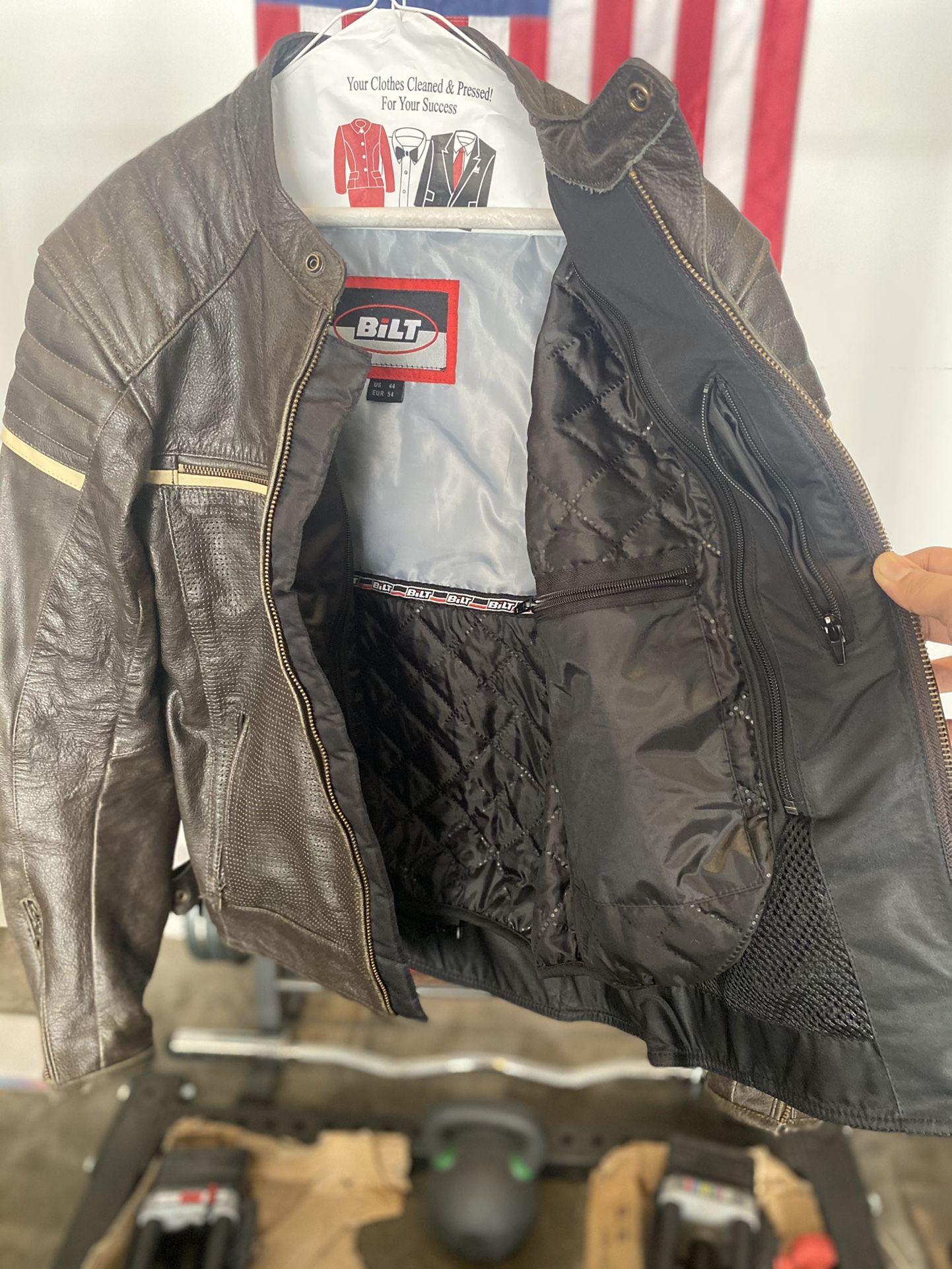 Bilt Leather Jacket Brown size MED