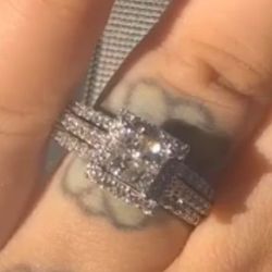 Solid Platinum Diamond Bridal Set (Engagement Ring & Matching Bands)