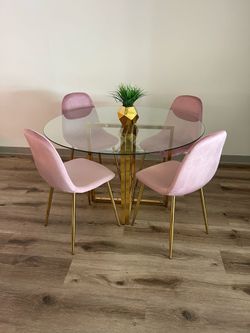 Luxury Gold Round Kitchen Table Set
