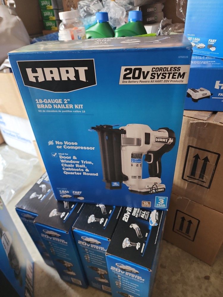 HART 20-Volt 2-inch 18-Gauge Battery-Powered Brad Nailer Kit, (1) 1.5Ah Lithium-Ion Battery