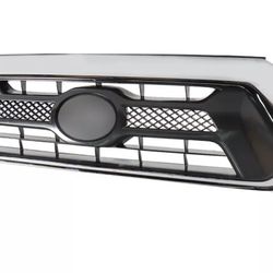 Front Bumper Upper Grille Black W/ Chrome For 2012-2015 Toyota Tacoma Mesh Grille