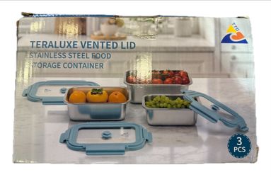 Stainless Steel Food Storage Containers, 3 Pack, Vented Lids, New
