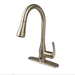 FLOW Motion Activated Single-Handle Pull-Down Sprayer Kitchen Faucet Champagne Gold 