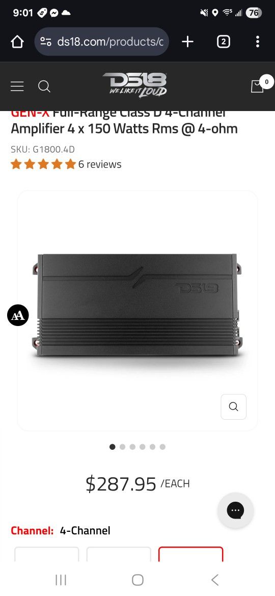 Ds18 G1800.4d Channel car Amp
