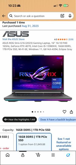 ASUS ROG Strix G16 Gaming Laptop 2023