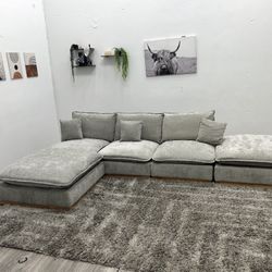 Gray Sectional Cloud Couch - Free Delivery 