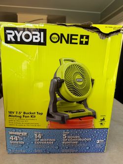 Ryobi 18V. 7.5” Bucket Top Misting Fan Kit with Batt. & Charger