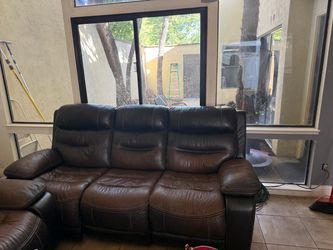 Brown Leather Reclining Sofa/Loveseat/Recliner