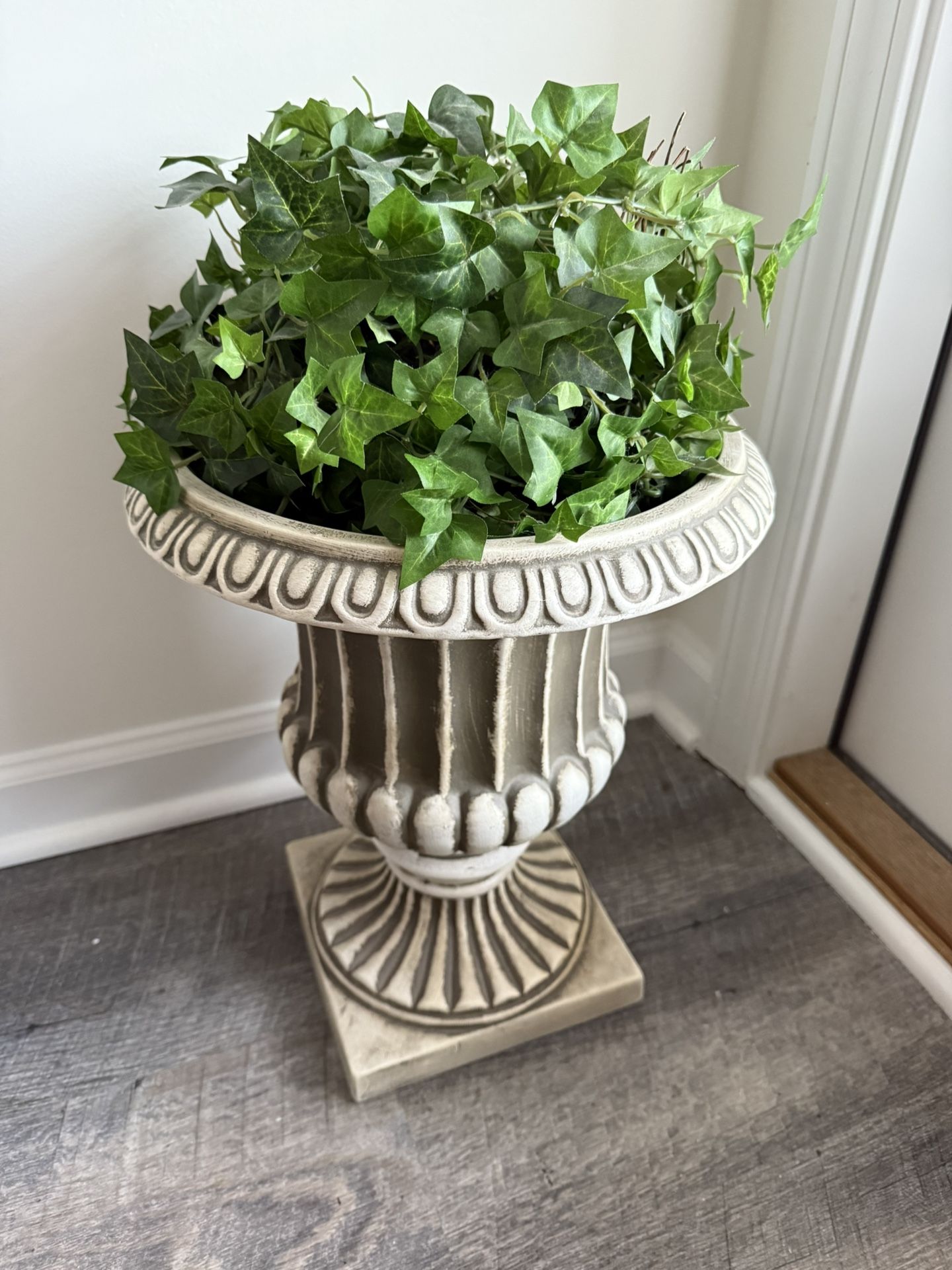 Urn Planter with Artificial Greenery (21” Tall)