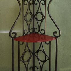 Corner Metal And Wood Baker's Rack Decorative Etagere Shelves