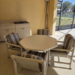 Outdoor Patio Furniture (Table, 4 Chairs, 4 Cushions & 2 Bar Stools)