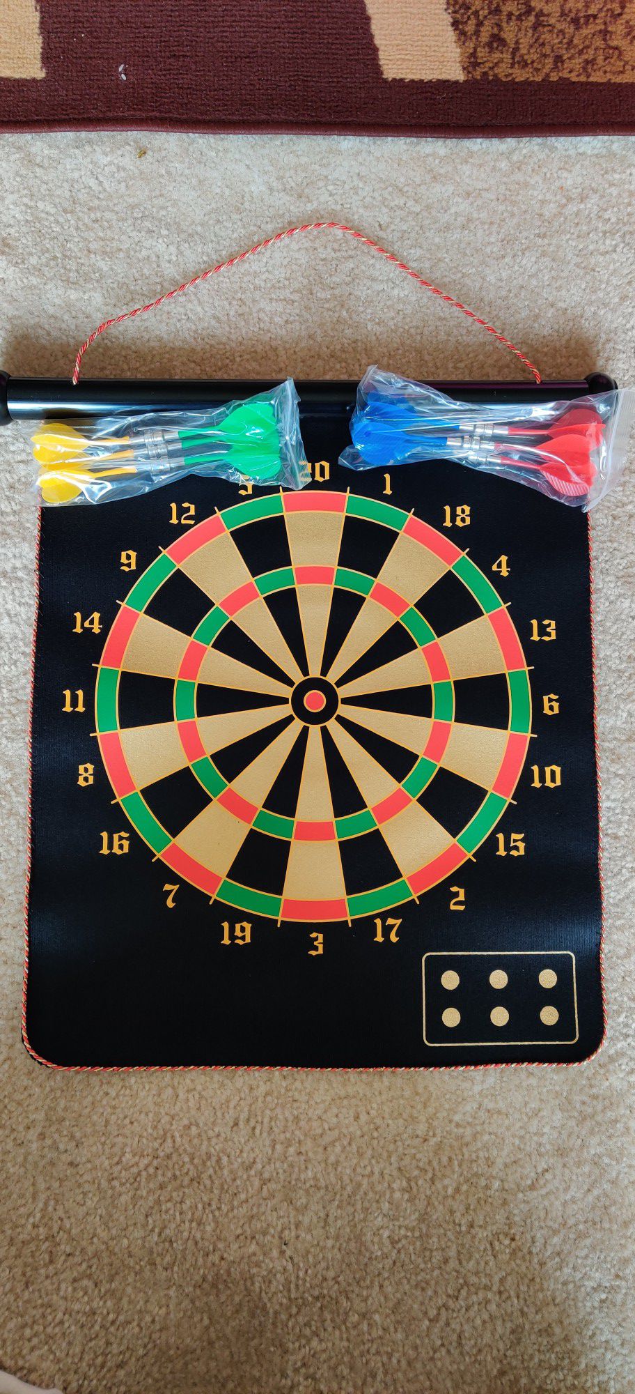 Magnetic dart board indoor and outdoor dart games..for kids with 12 PC's magnetic darts, safety toy game's roll-up double sided board