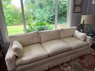 Pristine Vintage Henredon Pure Down Sofa – Custom Silk-Cotton Matelassé