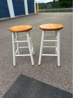 Pair of wooden Stools  13” wide  13” deep  23 1/2” tall