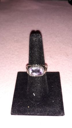 Ladies Heavy rectangle amethyst ring