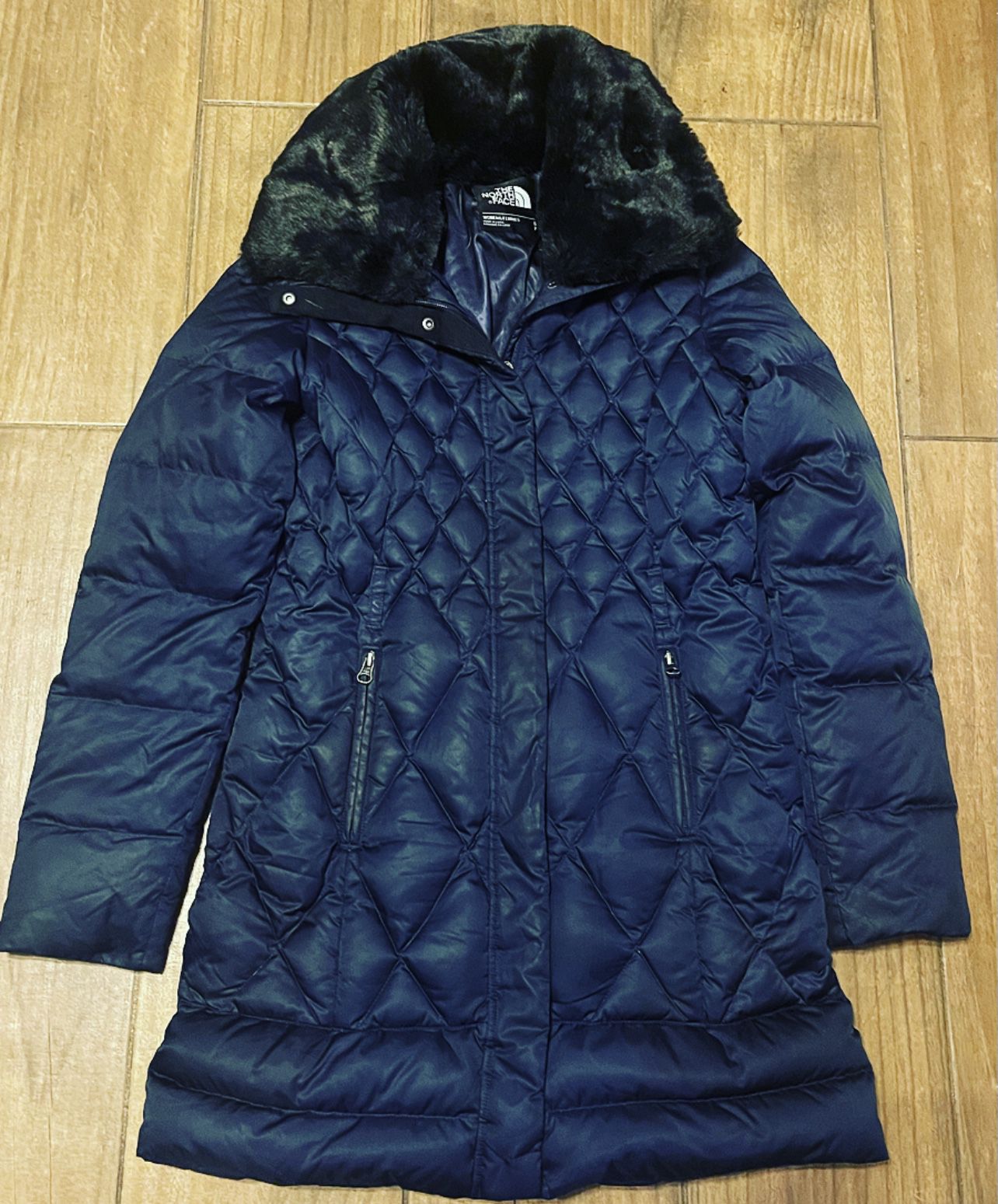 The North Face Women's Blue Parka with Black fur